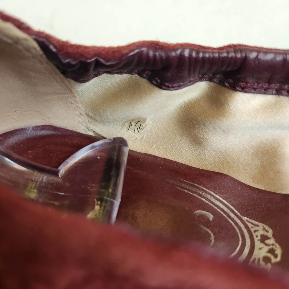 Tod's suede leather burgundy purple black flats women 38.5